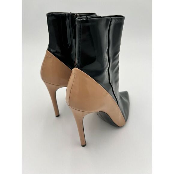 Barbara Bui Leather Color Block Ankle Stiletto Booties Black & Nude 37.5 Italy - Picture 3 of 11